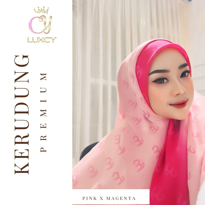 Hijab segi empat warna gradasi pink magenta voal signature premium luxcy 115x115
