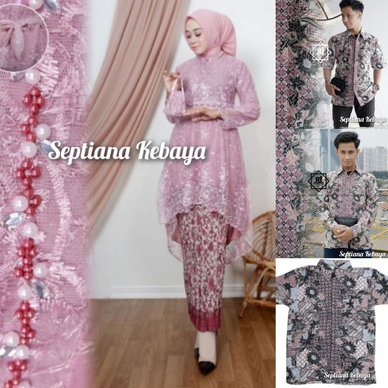 sk - New couple kebaya lesty  Dusty Pink  / baju kebaya couple tunangan modern  / kebaya  seragam la