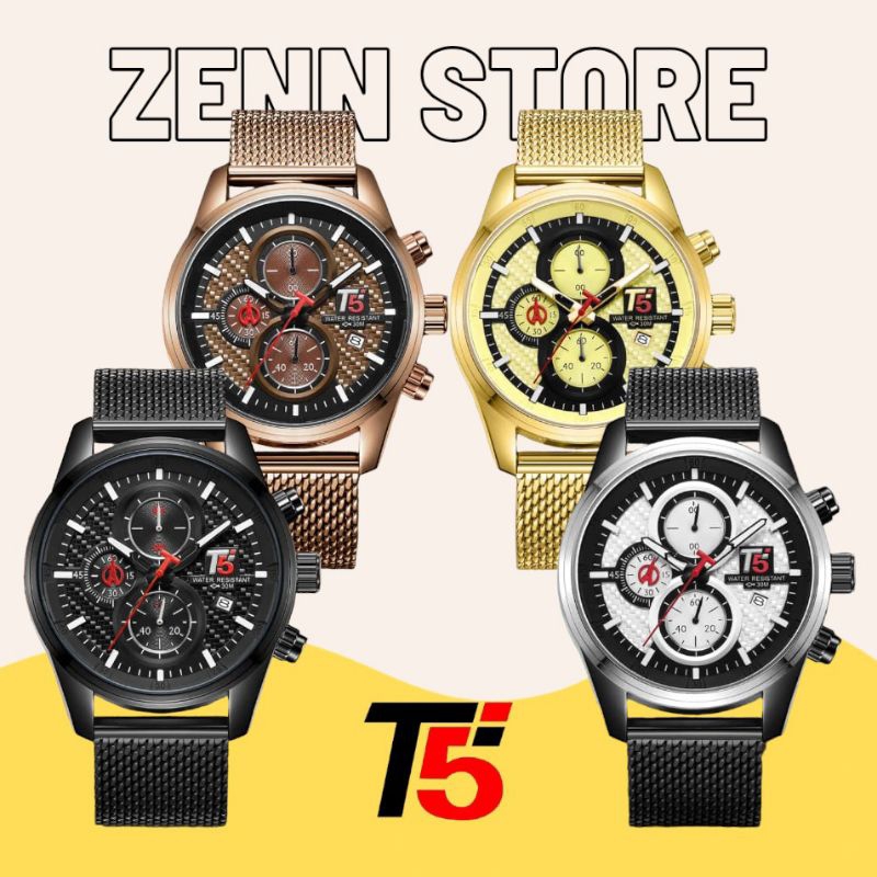 T5 WATCH 3721 G - Jam Tangan Chronograph Pria / Jam Tangan Fashion Pria / Jam Tangan Pria Rantai Pas