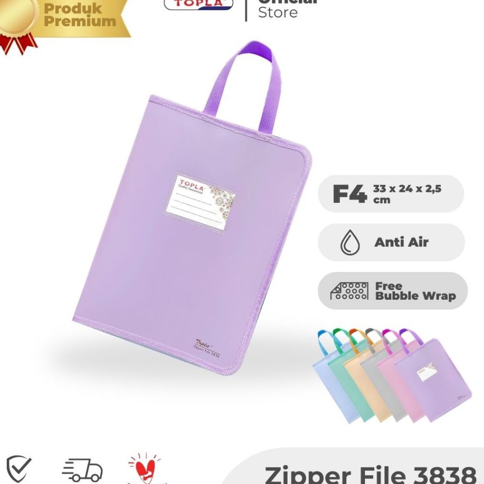 

Garansi Langsung Zipper Bag Topla 3838T Map Dokumen Folder Sekolah A4 dengan Handle