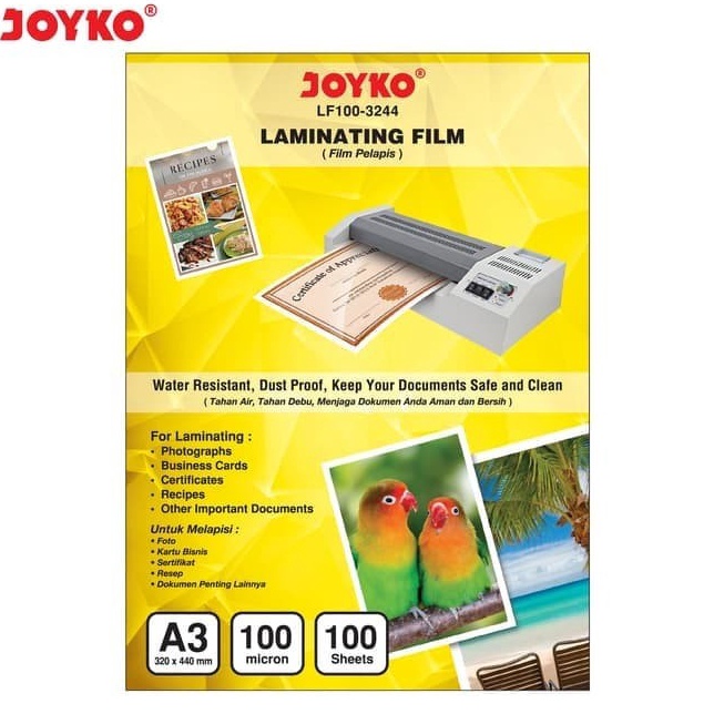 

Penjualan Pilihan Plastik Laminating JOYKO A3 LF13244 HARGA 1 Lembar