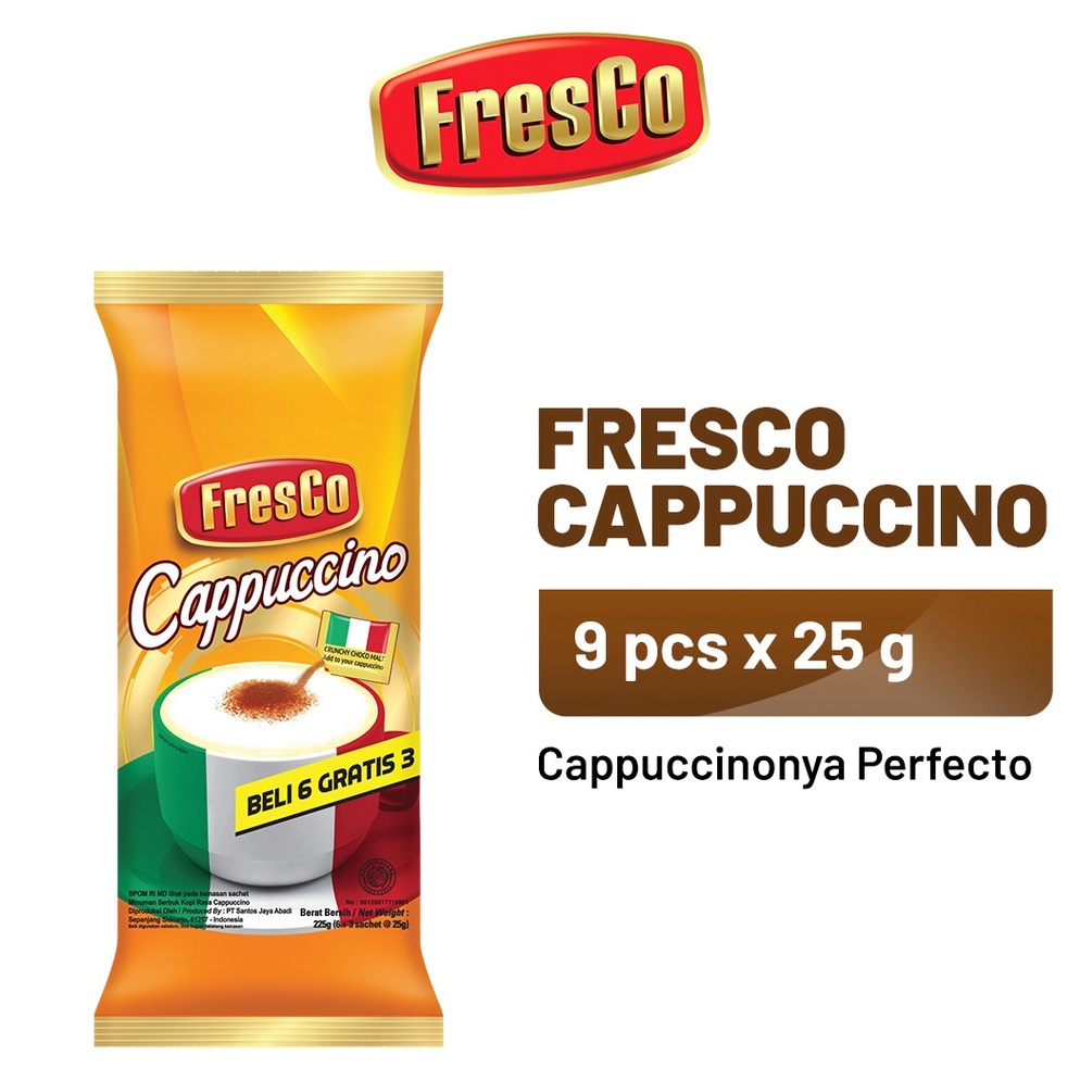 

Diskon Heboh FRESCO Cappuccino 1 Bag 9 x 25 gr