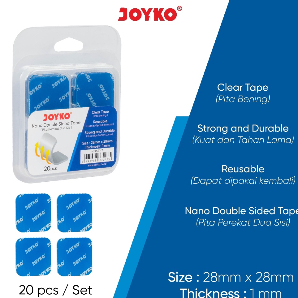 

Grosir Terkeren Nano Double Sided Tape Pita Perekat Dua Sisi Joyko NDST7