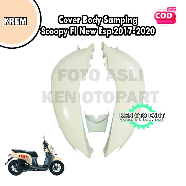 Cover Body Samping Kanan Kiri Scoopy FI New Esp 2017-2020 Krem