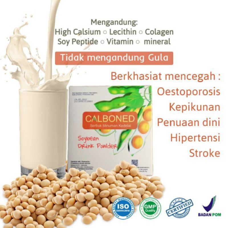 

BELI 1 FREE 1 - CALBONED Minuman Serbuk Kedelai dan Kolagen Mencegah Osteoporosis - BPOM - Herbal Premium - Isi 10 Sachet