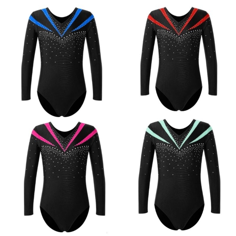 [55] Baju Gymnastic Anak Perempuan Leotard Gymnastic Anak Lengan Panjang 5-16 th (READY STOCK)