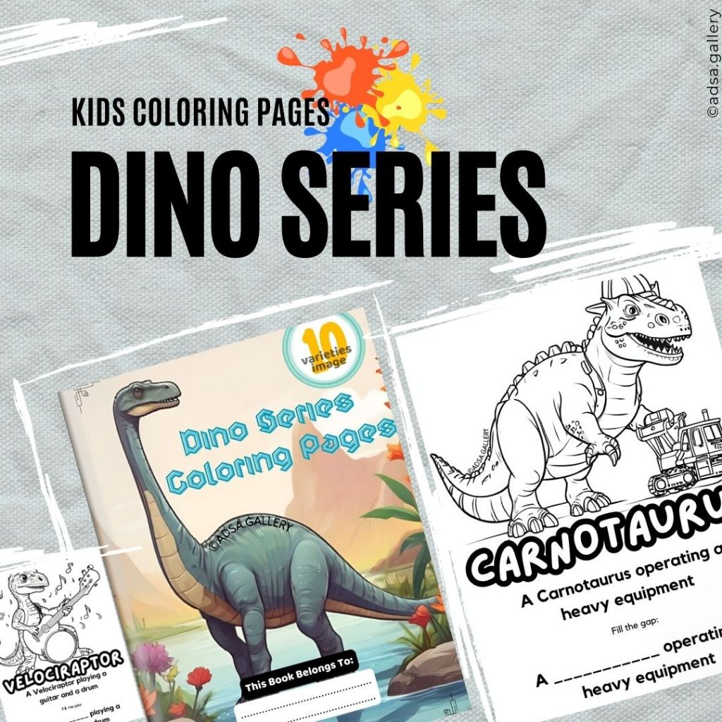 

Seri Dinosaurus, Buku Gambar eksklusif tinggal print, terdiri dari 1- gambar Dino Mewarnai Anak yang Dapat Dicetak, Unduhan Digital