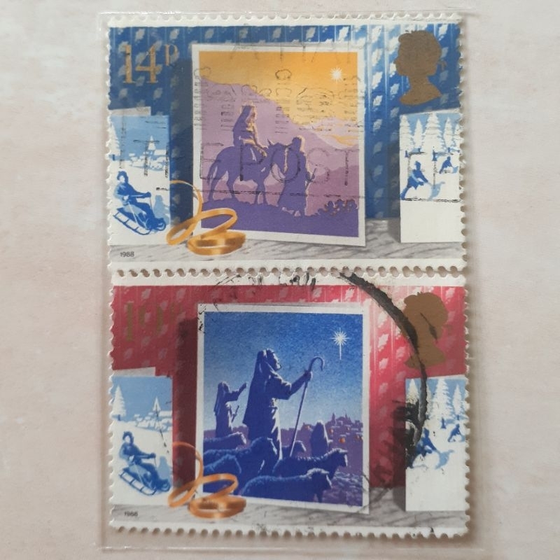 

Perangko Inggris Britania Raya Christmas 1988 Tahun 1988 set 2pcs