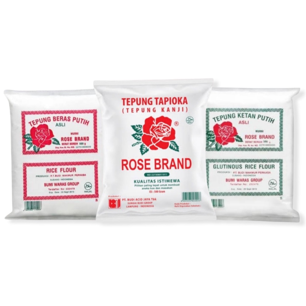 

ROSE BRAND TEPUNG BERAS PUTIH / TEPUNG BERAS KETAN / TEPUNG TAPIOKA / TEPUNG TAPIOKA PAKTANI 500gr