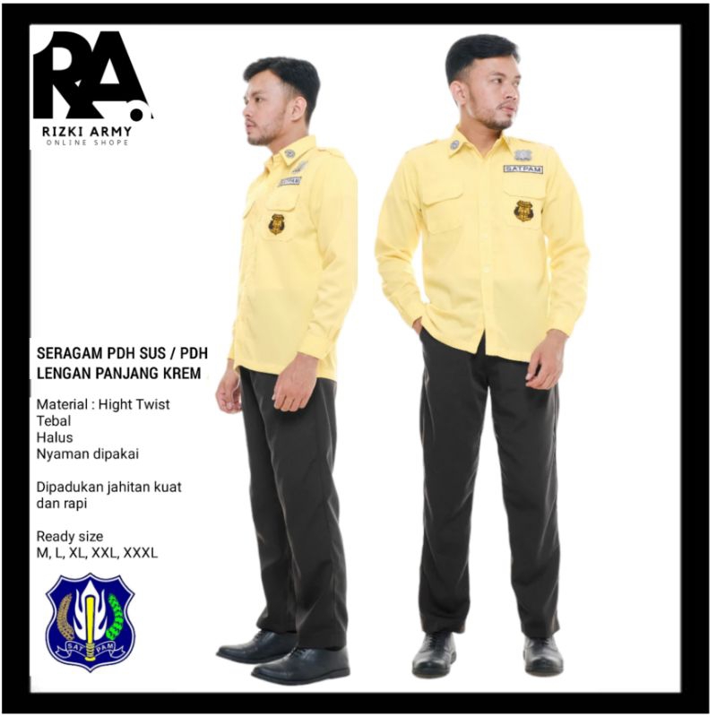 Seragam pdh sus seragam pdh sus satpam scurity, terbaru seragam lengan panjang krem, Keamanan terbar