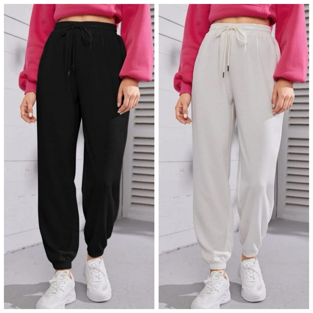CELANA SWEATPANTS JOGER UNISEX - Celana Jogger Training Olahraga Panjang Pria Wanita Polos Bahan Ple