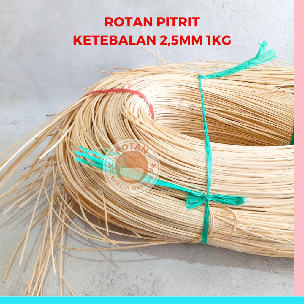 ROTAN PITRIT GRADE A BULAT BAHAN PRAKARYA KERAJINAN TANGAN 2.5 MM 1 KG