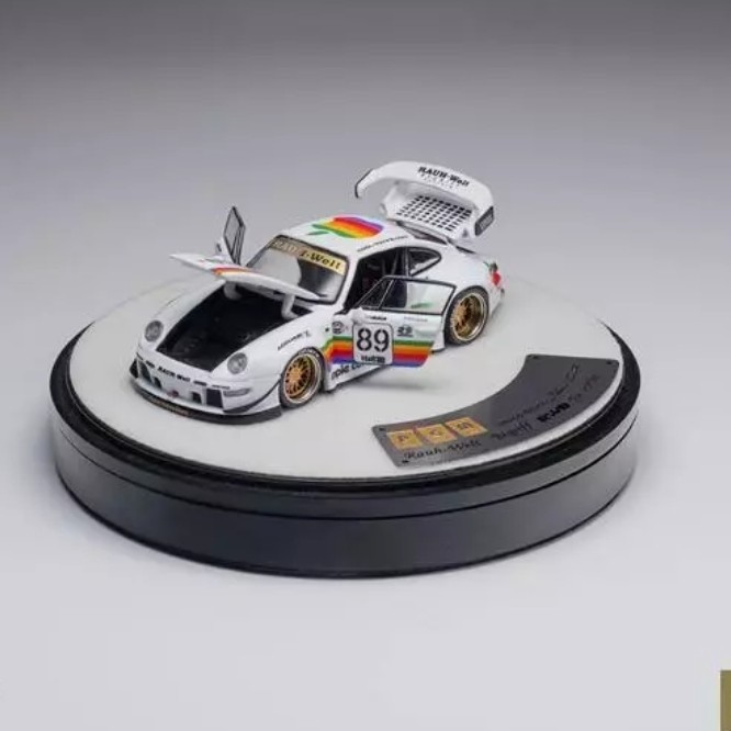 PGM 1:64 RWB 993 White Apple Diecast Model Car Deluxe Version