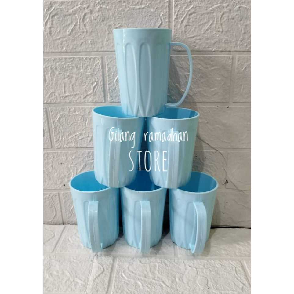 TERBARU gelas gagang plastik/ gelas minum/ gelas plastik AIUEO/ 400ml/ termurah