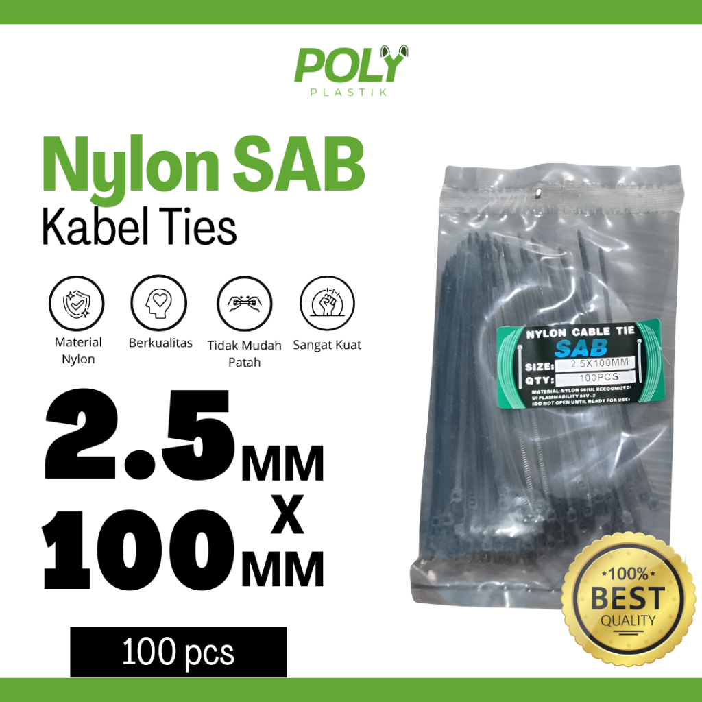 

Cable Ties 2.5 x 100MM / Kabel Tis / Tali Serut / Sabuk Ikat