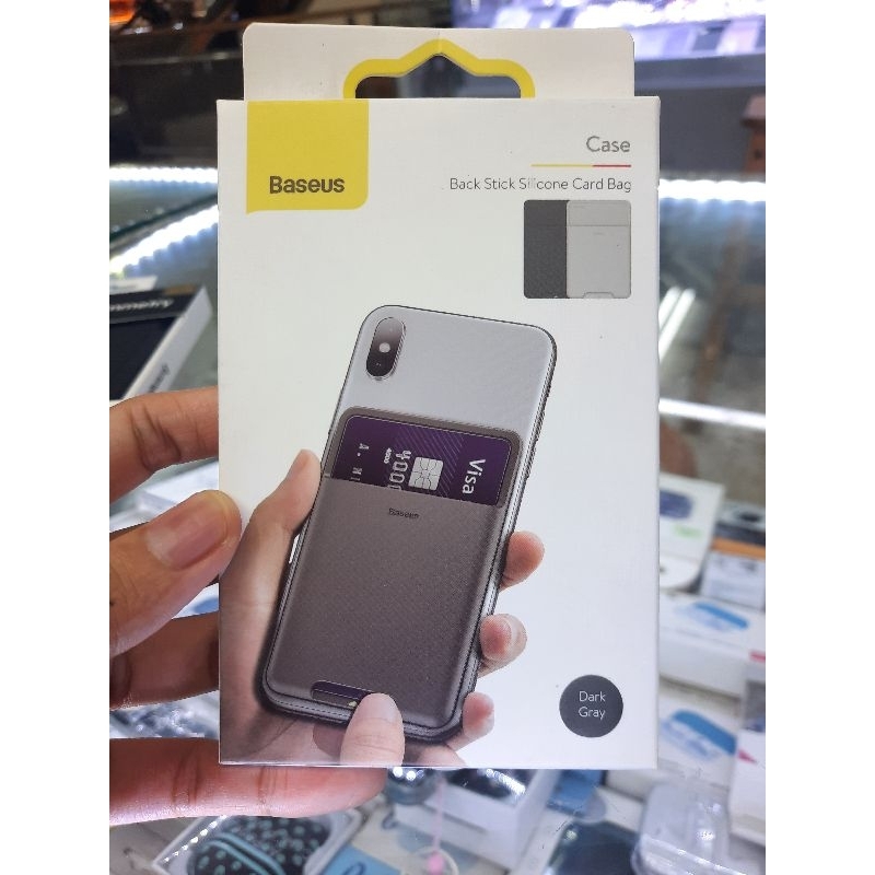 BASEUS Back Stick Silicone Card Bag Dompet Kartu Tempelan Hp