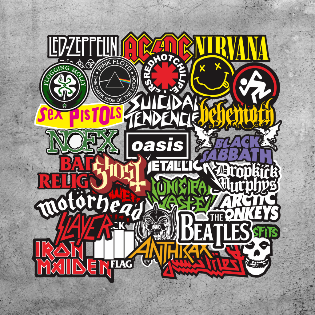 Stiker Band Klasik Rock Band Music Sticker Clasic Punk Rock Untuk Case HP Motor Helm Laptop Kulkas V