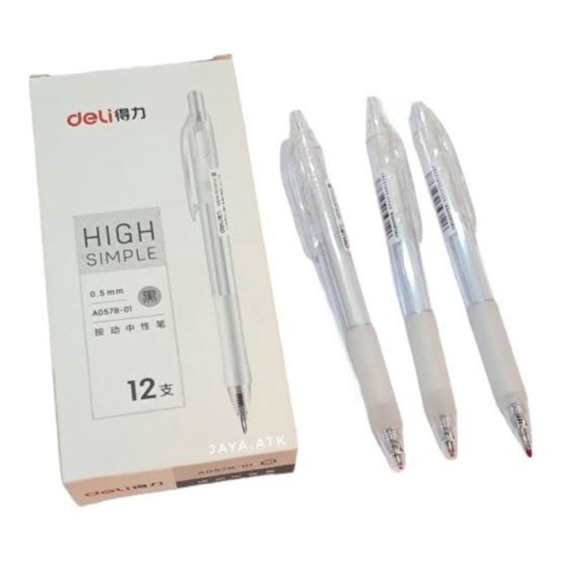 

Deli Retractable Gel Pen / Pulpen Cetek 0.5 mm Isi 12 pcs A057B-01-12PCS