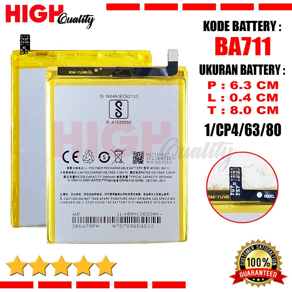 Baterai Meizu M6 - M711M - M711C - M711Q - M711H Battery BA711 High Quality Batre Original