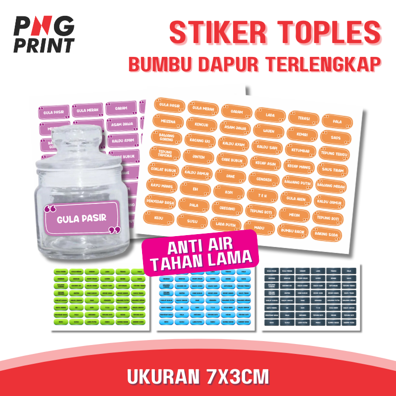 [ISI 48 PCS] Stiker Bumbu Dapur Terlengkap - Anti Air, Murah, dan Tahan Lama