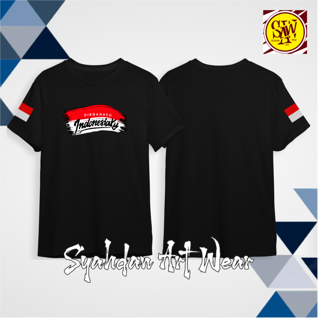 KAOS DIRGAHAYU INDONESIAKU BENDERA MERAH PUTIH BRUSH BEAGROUND // Kaos lengan panjang dan pendek // 
