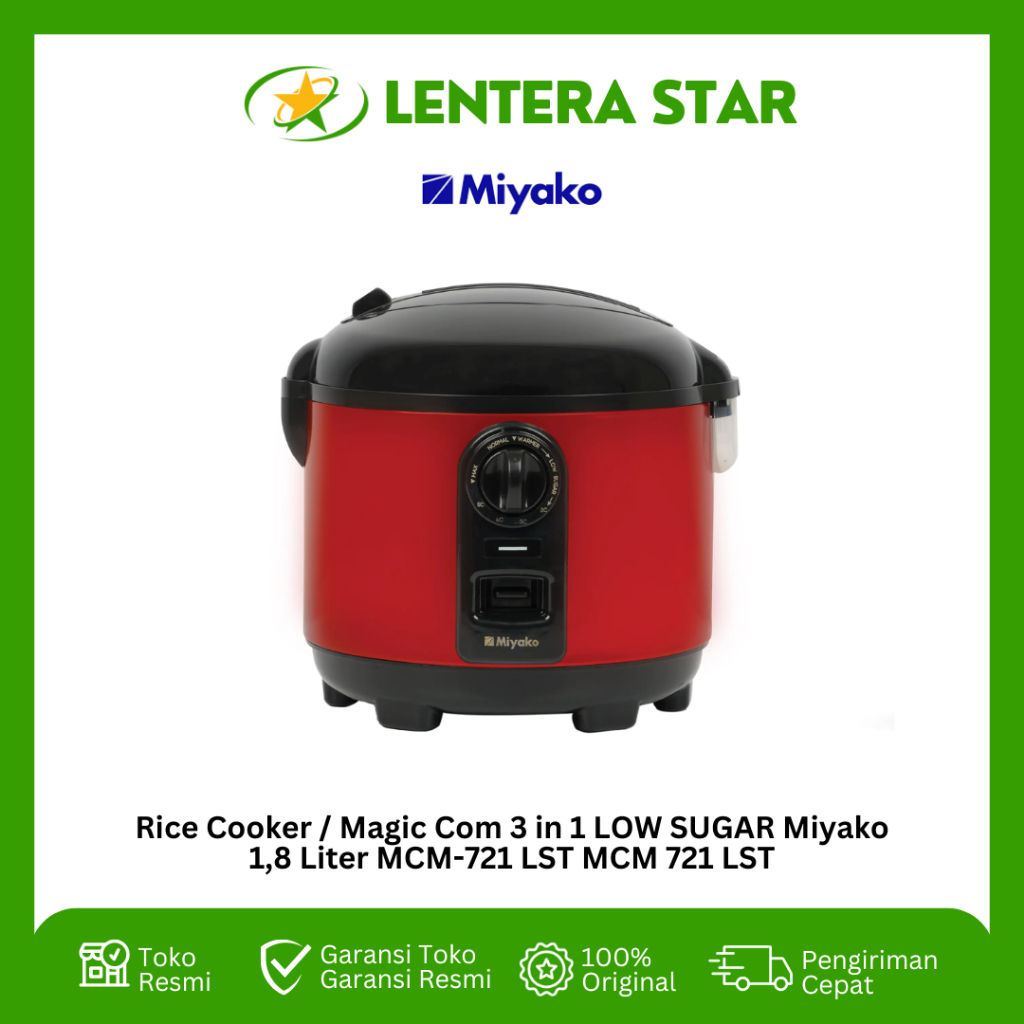 Rice Cooker / Magic Com 3 in 1 LOW SUGAR Miyako  1,8 Liter MCM-721 LST MCM 721 LST