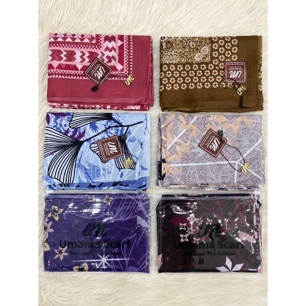GROSIR Jilbab VOAL TRYSPAN MOTIF POUCH UMAMA SCARF 110x110 cm