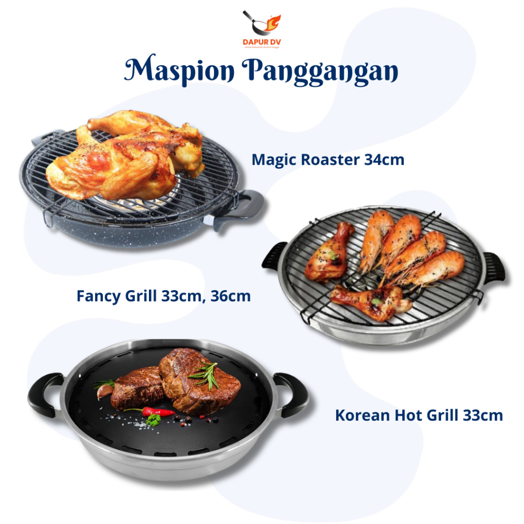 Maspion Panggangan Fancy Grill Magic Roaster Multi Square Alat Pemanggang Putar Bakaran Sate Daging
