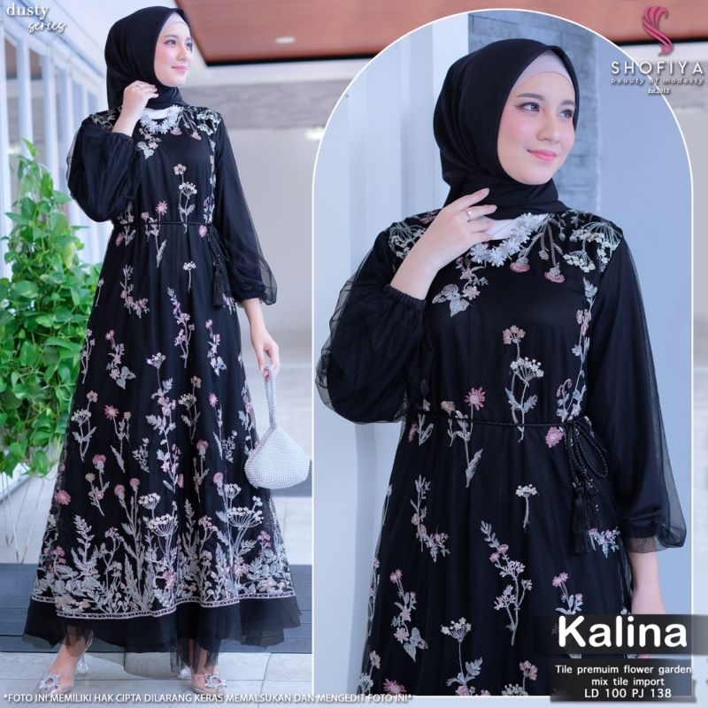 [LD 100] KALINA MAXY DRESS GAMIS WANITA PESTA MEWAH ELEGAN TILE IMPORT ORI BY SHOFIYA