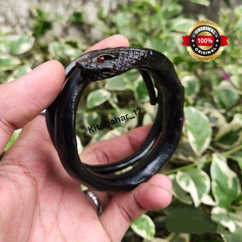 gelang akar Bahar hitam ukir ular lilit 3 original 100%