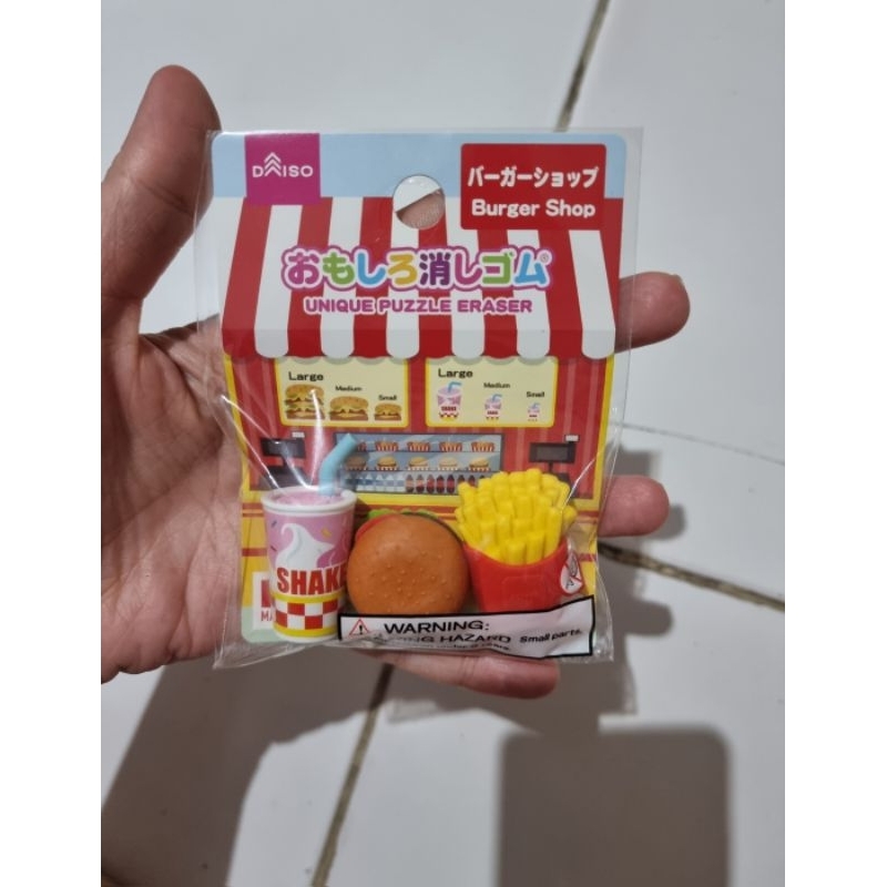 

(Daiso) Unique Puzzle Eraser Burger Shop Shake, Burger & Fries