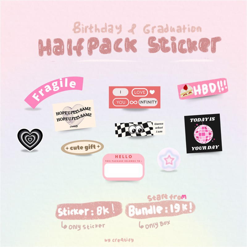 

[READY] Halfpack birthday sticker graduation stiker ulang tahun unik aesthetic mini