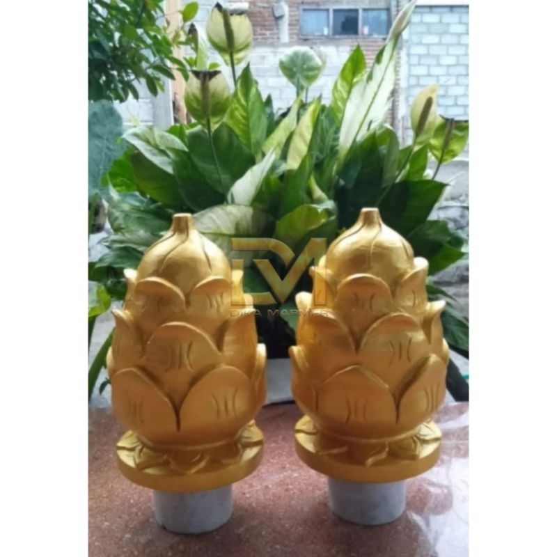 Nisan Model Lotus cat Kuning Emas Granit Hitam