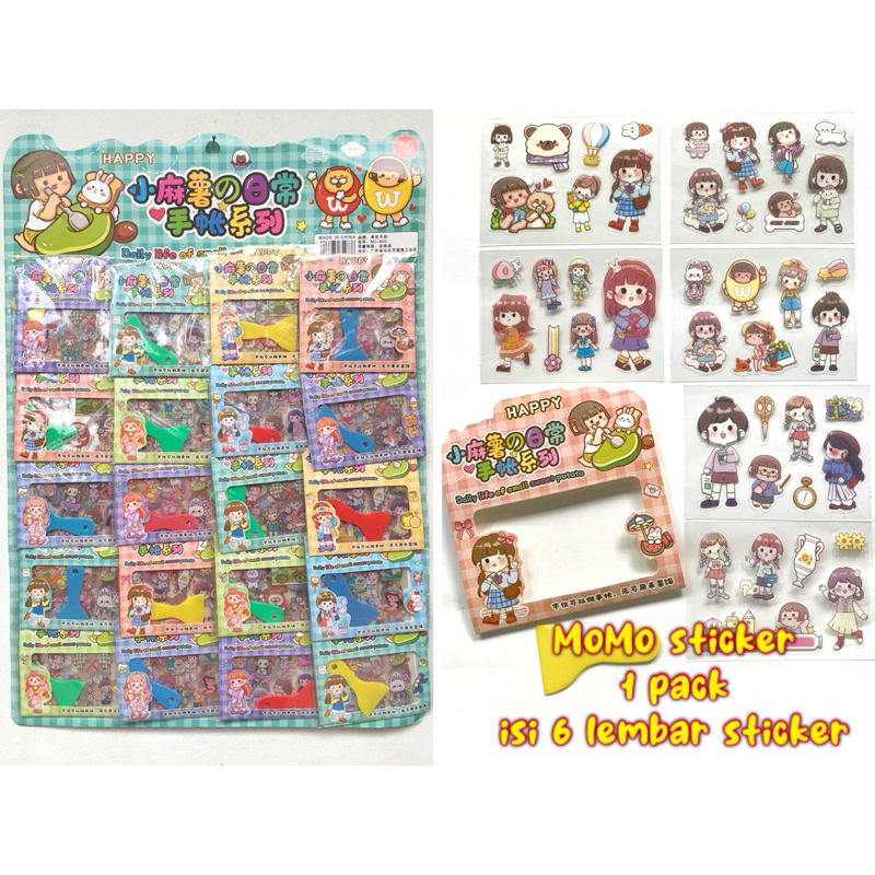 

Sticker MoMo | Sticker HaPpY | perpack 6 lembar + spatula Sticker Viral DIY Aesthetic