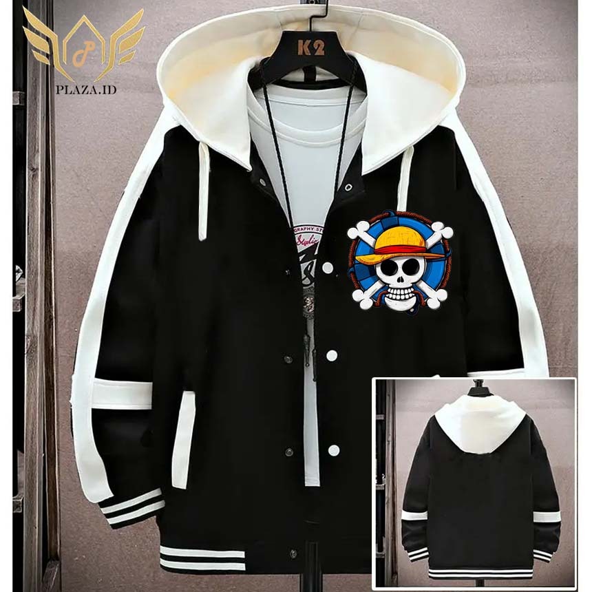 OVERSIZEHOODIE ZIPPER PRIA OVERSIZE PREMIUM JAKET RESLETING DEWASA S-6XL ONE PIECE HITAM PUTIH JAKET