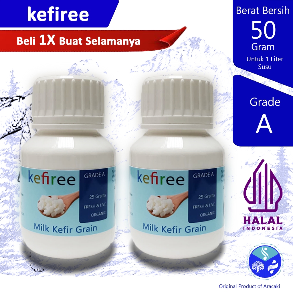 

BIBIT KEFIR HIDUP / KEFIR GRAIN 100 % (FRESH ORGANIC) GRADE A - KEFIREE (50 gram)