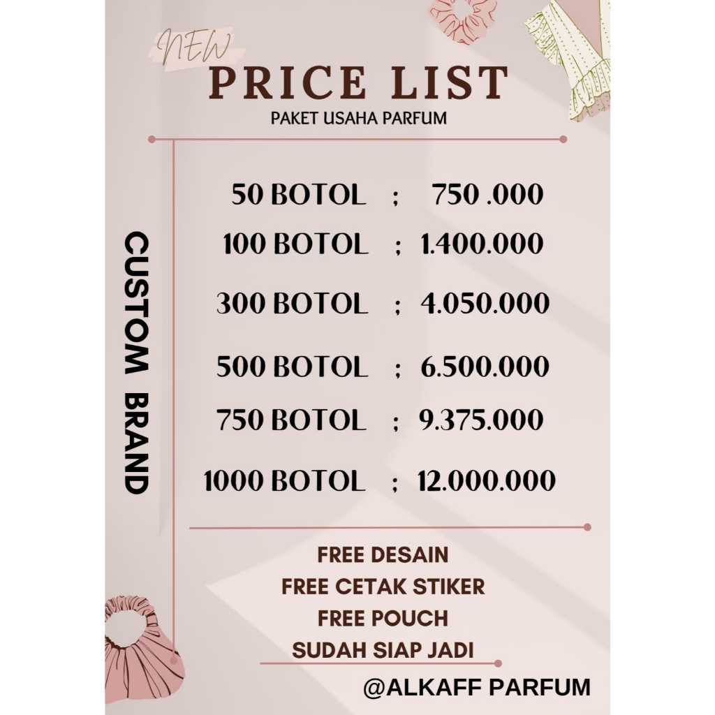 750 BTL ) PAKET USAHA PARFUM BISA CUXTOM BRAND UKURAN 30 ML