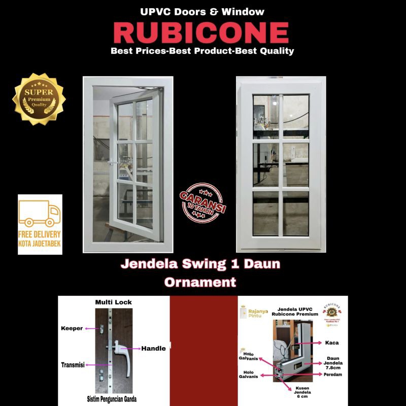 Jendela UPVC Premium Swing Decoration 1 daun