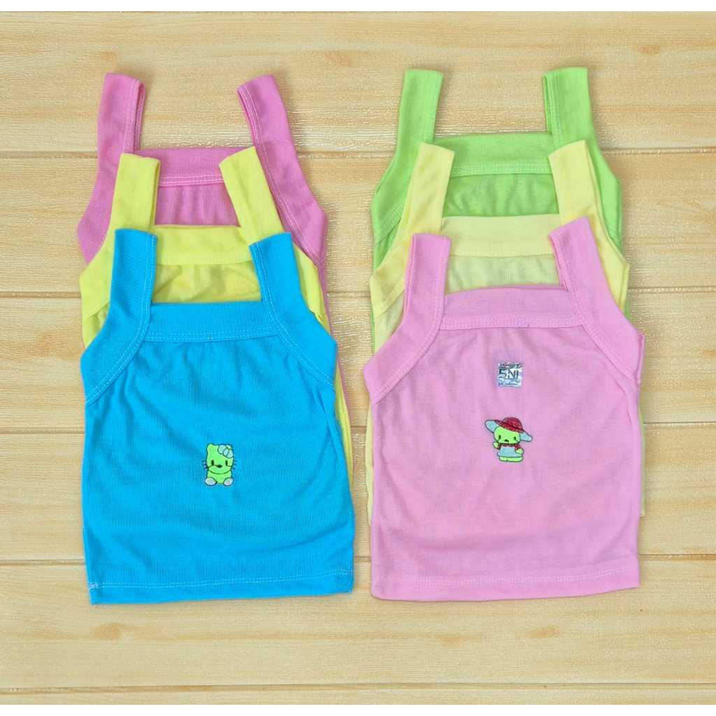 6 PCS Singlet Anak Bayi Usia 0-12 Bulan Kaos Kutang Lekbong Baby Leticia