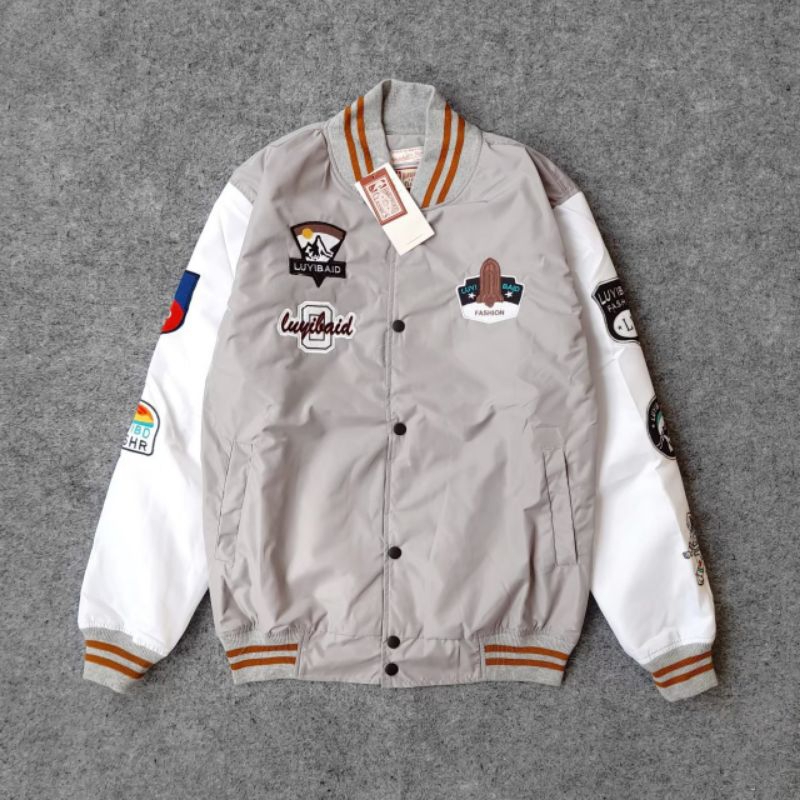 VARSITY JACKET BASEBALL LUYIBA PRIA WANITA MOTIF BORDIR KOMBINASI