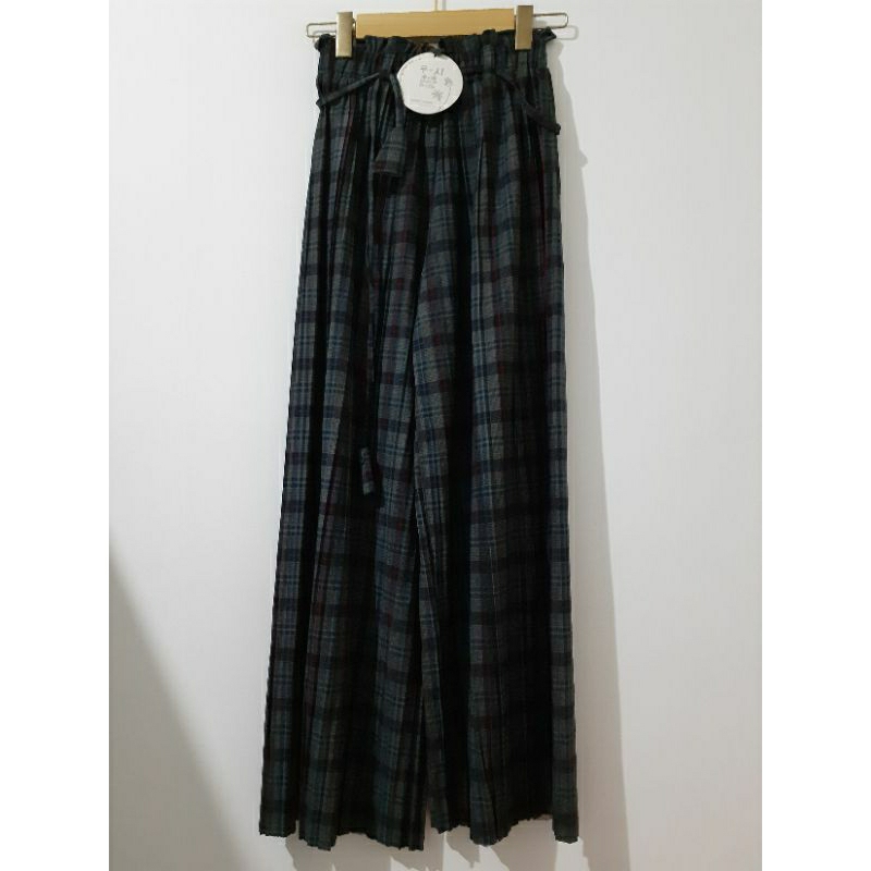 YUeSHI Fashion - Kulot Plisket Motif Kotak