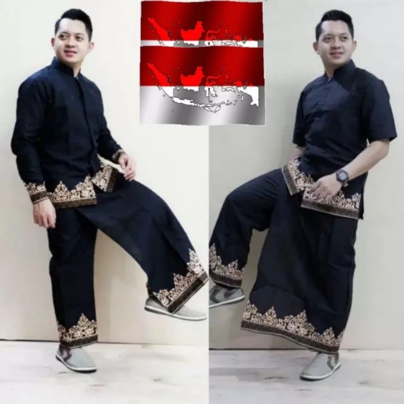 SET CELANA SARUNG BATIK DAN SETELAN KEMEJA LENGAN PANJANG FREE MASKER jumbo M L XL XXL Setelan celan