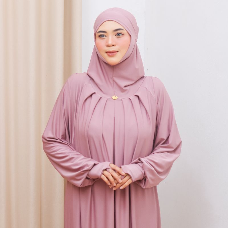 mukena terusan dewasa cantik modern dubai turki arab telekung jubah abaya baru sholat travel
