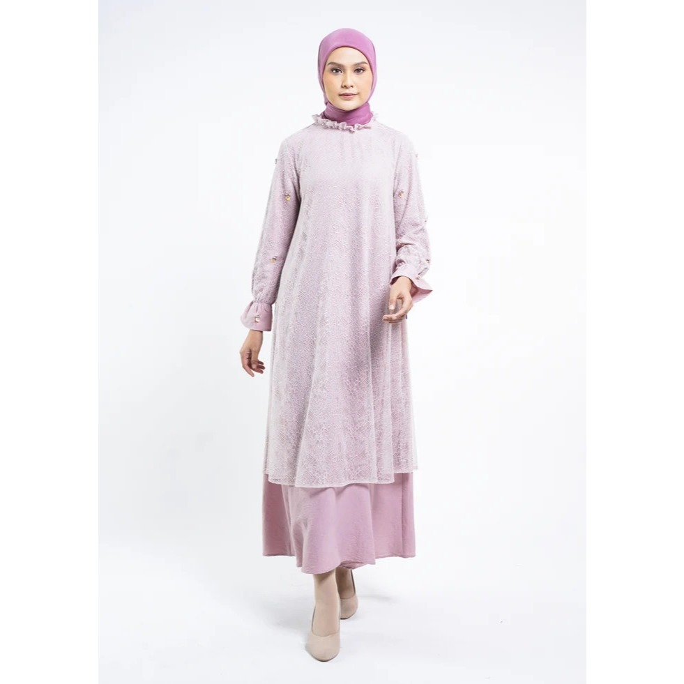 NEW COLLECTION FASHION PAKAIAN MUSLIM WANITA DRESS BUSANA GAMIS  RUFFLES CHANTILY ELZATTA