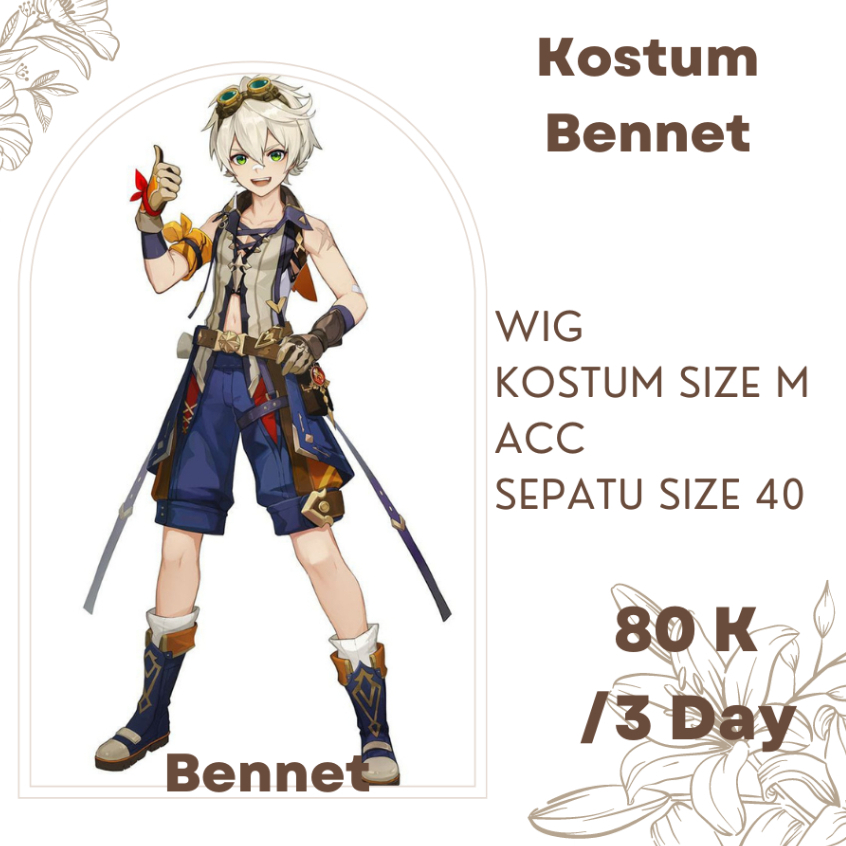[RENTAL] Kostum Bennet Genshin Impact Size M