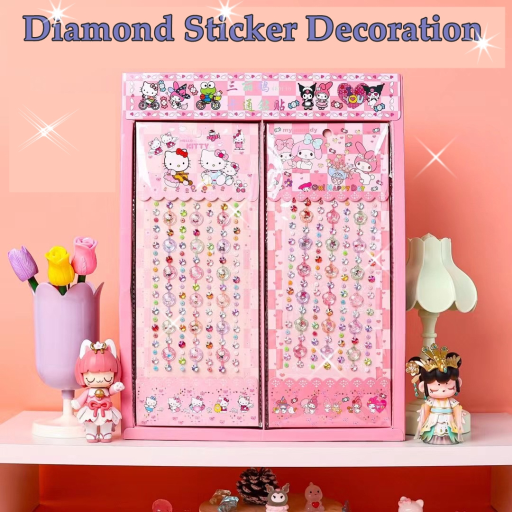 

[ORGM] Mainan Sticker Sticker Dekorasi Sticker Jurnal Diamond Bling Bling Karakter Sanrio Kuromi Melody Kitty Kerropi