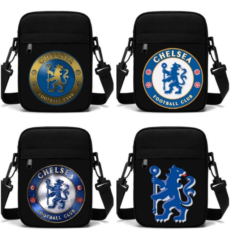 Tas Selempang Pria Mini Chelsea Club Bola Bahan 100% Kanvas Cordura / Tas Selempang Pria Mini Motif 