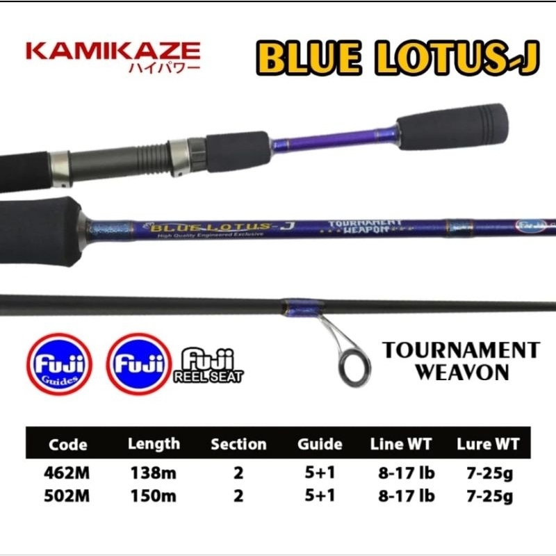 Joran Pancing Kamikaze Blue Lotus - J 135cm 150cm Fuji