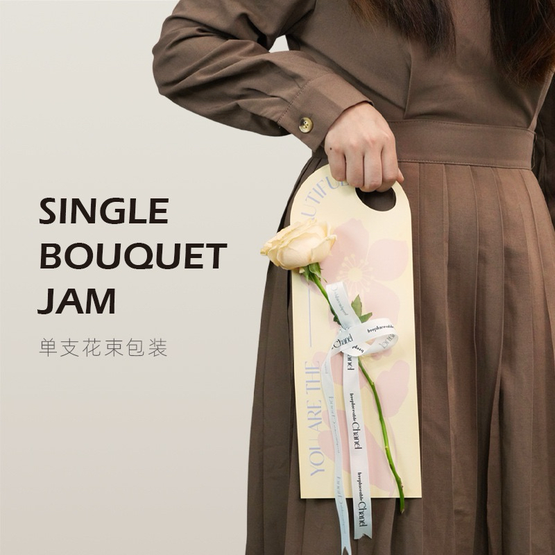 

(min 5 pcs) single bouquet handle card, korean style bouquet wrapper