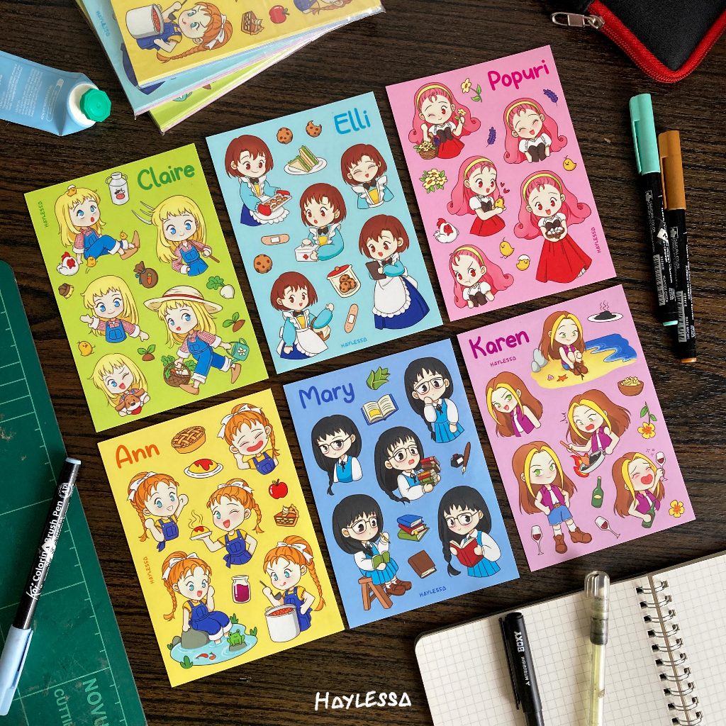 

Harvest Moon BTN Bachlorettes Chibi - Sticker Sheet